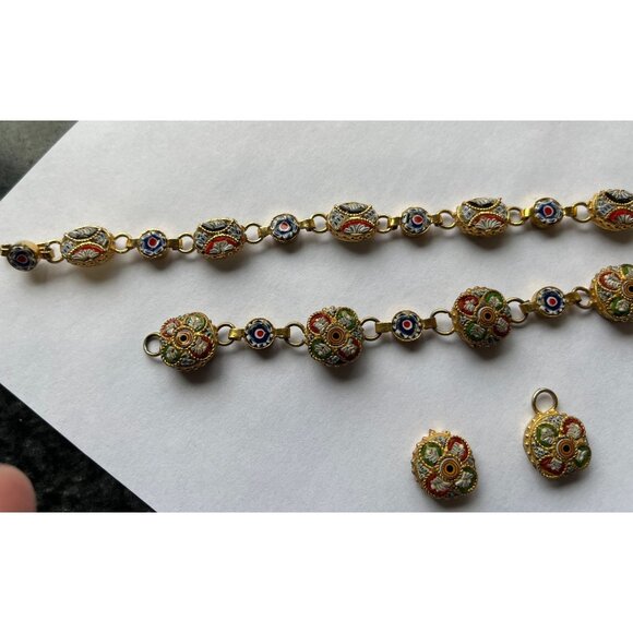 Vtg 1966 Italian Gold Toned Multi Colored Millefiori Micro Mosaic Bracelet - Picture 2 of 6